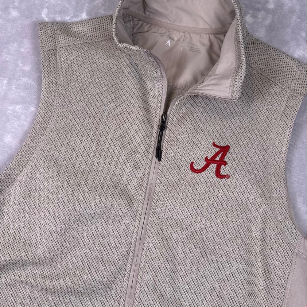 Antigua Alabama Crimson Tide Mens Large Tan Honeycomb Full Zip Textured Vest